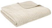 Copriletto beige in velluto con rivestimento trapuntato 240x260 cm Attica Velvet Embroidered – Bianca