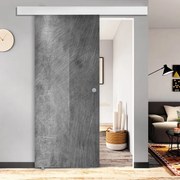 Porta scorrevole Graffi in vetro grigio, L 88 x H 215 cm, con binario Atelier bianco Sinistra