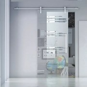 Porta scorrevole sinistra Gemini in cristallo grigio, L 76 x H 215 cm, con binario Ermes