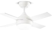 Ventilatore Metallo Bianco Opaco Led 18W 4 Pale Legno Bianco Noce Chiaro Crux