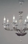 Lampadario villa vetro e metallo 12 luci fume' e cromo attacco e14 ...