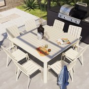 Set tavolo e sedie Idaho NATERIAL in alluminio beige per 8 persone