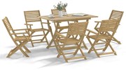 Set da pranzo da giardino 7 pz in legno massello di acacia