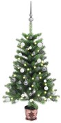 Albero di Natale Preilluminato con Palline Verde, Albero di Natale Preilluminato con Palline Verde 65 cm