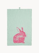 Panno in lino Wild Rabbit, serigrafato a mano