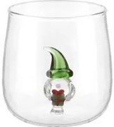 Bicchiere acqua gnomo cuore verde vetro borosilicato