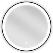 Mexen Esso specchio da bagno illuminato, rotondo 60 cm, LED 6000K, antiappannamento, cornice nera - 9825-060-060-611-70