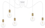 Lampadario a sospensione con filo MIROS 5xE27/60W/230V ragno bianco/oro