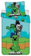 Set copripiumino e federa da bambini verde/blu in cotone per letto singolo 140x200 cm Minecraft "Mobs Here" – Jerry Fabrics