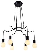 Lampadario a sospensione con filo BASSO 6xE27/40W/230V nero