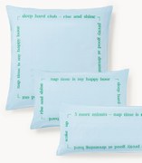 Federa in percalle di cotone con scritta ricamata Roya