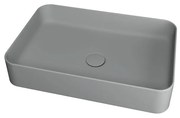 Lavabo da appoggio Smash rettangolare in ceramica L 60 x P 20 x H 14 cm grigio