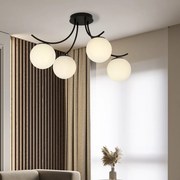 Lampadario da Soffitto in Acciaio e Vetro BOSTON 4 Nero 4xE14