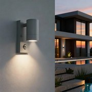 Applique cilindrica da Esterno IP65 GU10 con sensore Movimento - Grigia