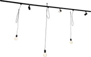 Sistema di illuminazione a binario Smart nero 3 faretti e lampada a sospensione monofase - Iconic Cavalux Jeana