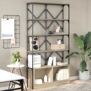Libreria rovere sonoma 100x26x180cm legno multistrato e metallo