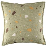 Cuscino per divano da bambini verde con rivestimento in bouclé e ciniglia Terrazzo Block – Wigiwama