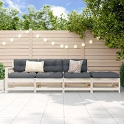 Set salotto da giardino 4 pz bianco in legno massello di pino