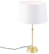 Lampada da tavolo oro / ottone con paralume in lino bianco 35 cm - Parte