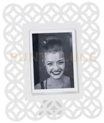 Portafoto di design zen piccolo bianco marmo in ferro e polimetilme...