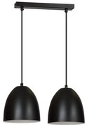 Lampadario 2 Luci Lenox In Acciaio Nero Con Cupole In Nero E Bianco