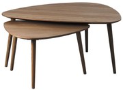 Tavolini marroni in rovere decorato in set di 2 70x100 cm Adda - Unique Furniture