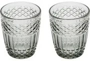 Set 2 bicchieri acqua vetro grigio lavorato Amalia