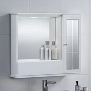 Specchiera mobile contenitore da bagno GIOVE 70 bianco lucido a 1 anta con specchio e luce LED
