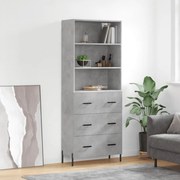 Credenza grigio cemento 69,5x34x180 cm in legno multistrato