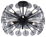 Lampada da soffitto Art Déco nera con vetro fumé - Atomic