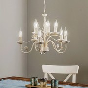 Lamkur Lampadario Ayleen in acciaio, 10 luci, bianco