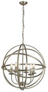 Lampadario Industrial-Nordico Orbita Acciaio Ottone 6 Luci E14