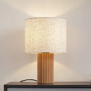 Lindby lampada da tavolo Kimiko, altezza 38 cm, legno, tessuto