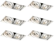 Set di 6 faretti da incasso bianchi GU10 50mm 2-luci senza cornice - Oneon