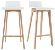 Sgabelli da bar scandinavi bianco e legno chiaro H75 cm (set di 2) BALTIK