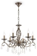 Lampadario Classico Grace Metallo Ottone 6 Luci