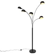 Lampada da terra nera design a 5 luci - SIXTIES