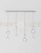 Oto sospensione lin cristallo rigadin nickel satinato 4 luci attacc...