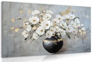 Stampa su tela – Rami di fiori in vaso nero