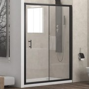 Kamalu - box doccia colore nero 140cm vetro trasparente kfn5000