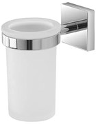 Porta spazzolino da muro in acciaio cromo e vetro doppio fissaggio Easy