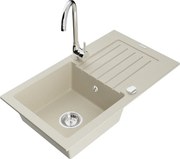 Mexen Pablo lavello in granito ad 1 vasca con scolapiatti e miscelatore Telma, beige - 6510-69-670200-00