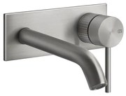 Parte esterna miscelatore lavabo a parete bocca media senza scarico parte incasso non inclusa steel brushed cesello 54488 gessi