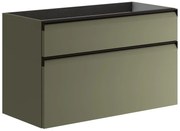 Mobile da bagno sotto lavabo Fusion verde salvia opaco L 99.5 x H 60 x P 45.5 cm 2 cassetti, lavabo non incluso
