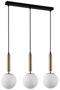 ITALUX PND-2324-3L GD+OPA - Lampadario a sospensione con filo RAVENA 3xE27/10W/230V nero/oro