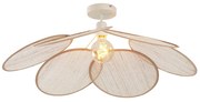 Plafoniera Japandi color crema con paralume in lino - Aisha