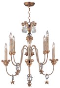 Lampadario Classico Mignon Acciaio Oro E Argento Cristallo Argento 8 Luci E14