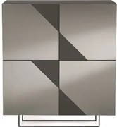 Madia credenza 4 ante in vetro specchio Fum cassa Antracite ARTE 120 con piedini sagomati