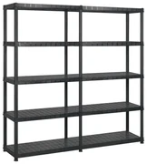Scaffale A 5 Ripiani Nero 170x40x185 Cm İn Plastica /