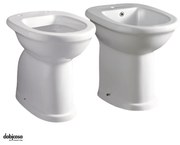 Alice Ceramica "Vaso Accessibile" Coppia di Sanitari Da Terra Filoparete Da H 50 Cm C/Scarico a Parete Bianco Lucido